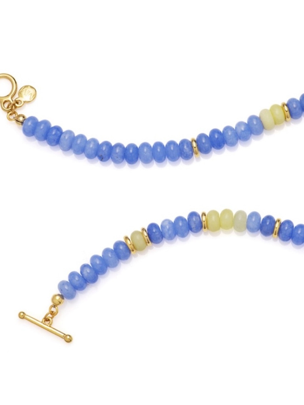 Mayamar Light Blue Quartz Beaded Necklace with 24k Gold Accents (nwt) - Picture 5 of 5